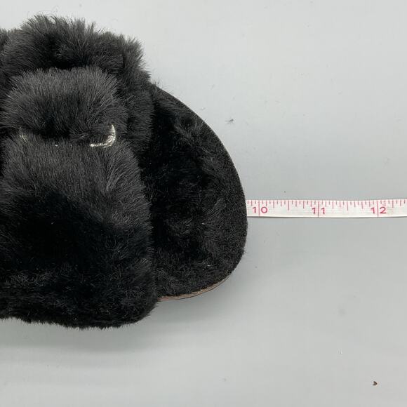 New Fitory Women’s Open Toe Slipper With Faux Rabbit lining Black Size 8 - Picture 6 of 9